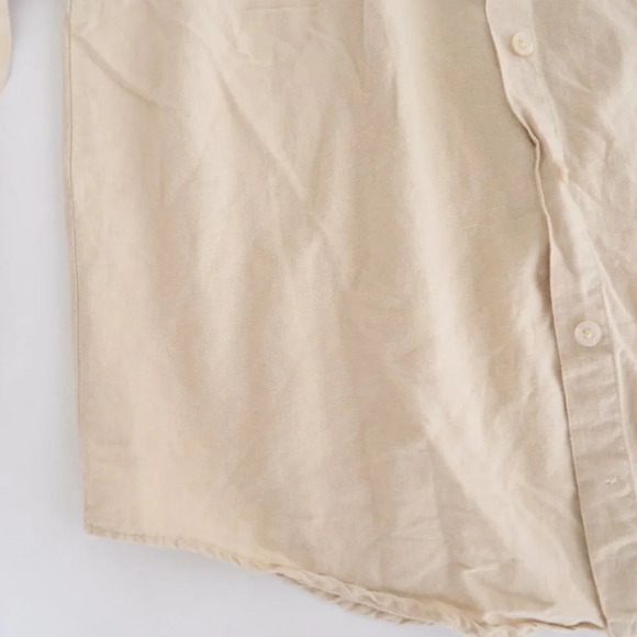 Vintage Bill Blass Jeans Beige 55%  Linen 45% Cotton Button Down Shirt Small - Picture 8 of 11